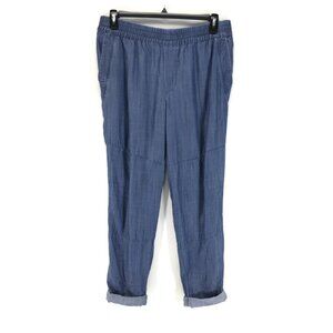 Lord & Taylor Pull-On Chambray Pants Women's Large Blue Lyocell Ankle Casual